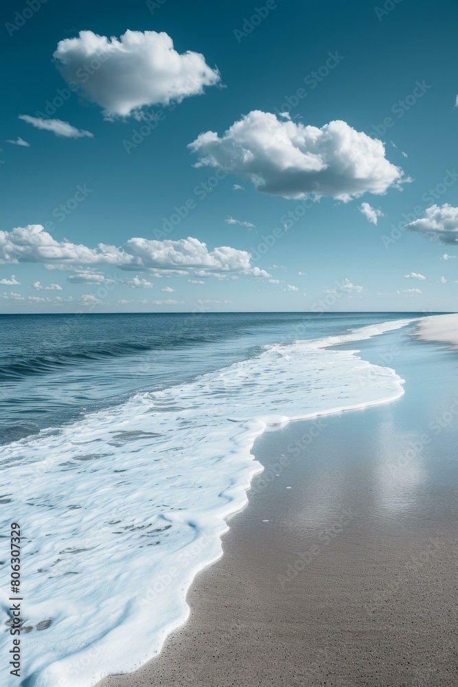 Wall mural The gentle waves of the ocean lap against the sandy shore