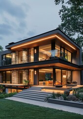 Fototapeta premium A Stunning Modern House with a Pool and a Terrace