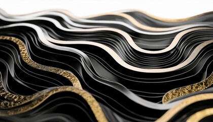 marble gold wavy textures luxury abstract flowing surfaces black marble obsidian color 3d illustration