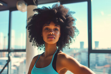 Portrait of a nice black girl in the gym