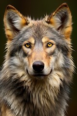 Portrait of a wet wolf staring at the camera