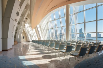 Fototapeta premium An Expansive Urban Conference Center with Contemporary Design and Stunning City Views