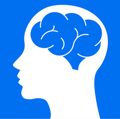 vector brain in head. human head and brain silhouette