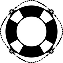 vector lifebuoy pictogram. black and white life ring
