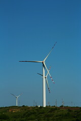 Windmills in a field