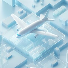 3D rendering of an airplane on a runway