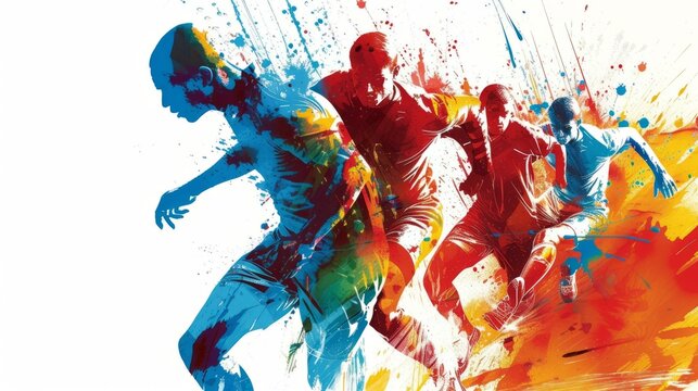 Dynamic Soccer Players in Colorful Splatter