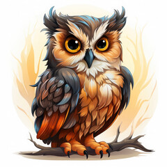 Fototapeta premium Watercolor Merlin owl, clipart Illustration, Generative Ai