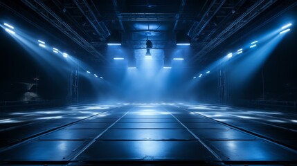 Empty stage with blue lights