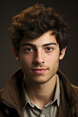 Obraz premium Portrait of a young man with brown hair and brown eyes