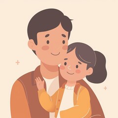 Fototapeta premium Father and daughter are hugging each other