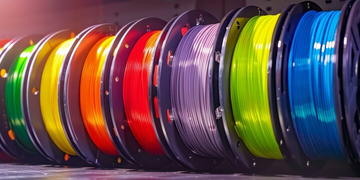 colorful 3d printing filament spools