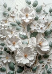 White and green flowers and leaves