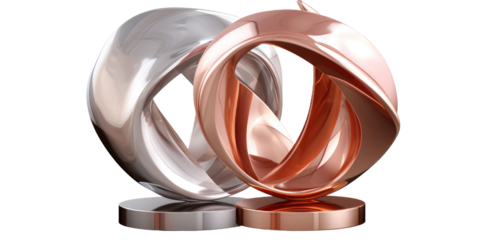 set of modern abstract decor sculpture in deferent materials for home or public area or reception decoration concepts isolated on a transparent background