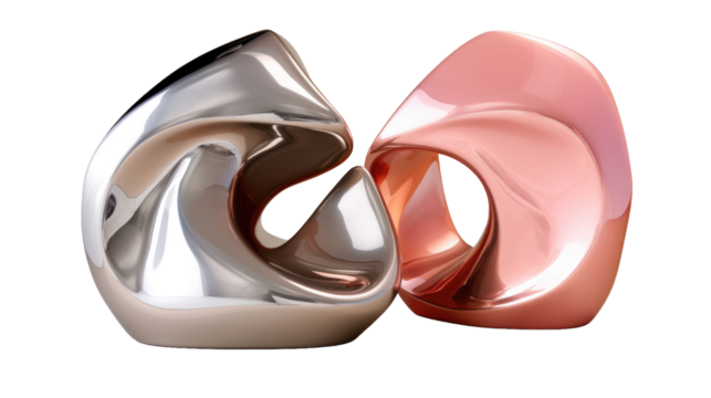 set of modern abstract decor sculpture in deferent materials for home or public area or reception decoration concepts isolated on a transparent background