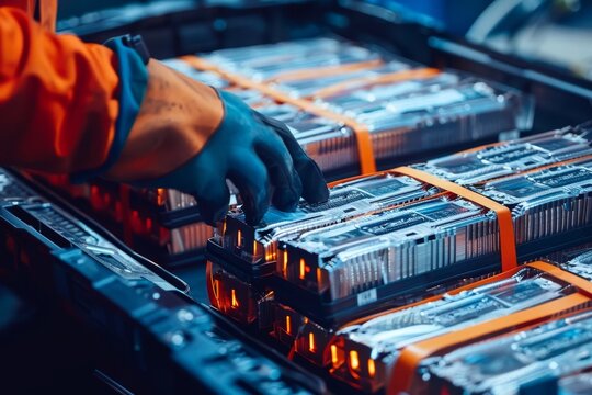 Chinese engineer developing ev battery module in electric vehicle manufacturing plant
