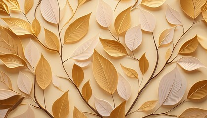 natural seamless pattern with branches light golden background with organic shapes abstract minimalist design