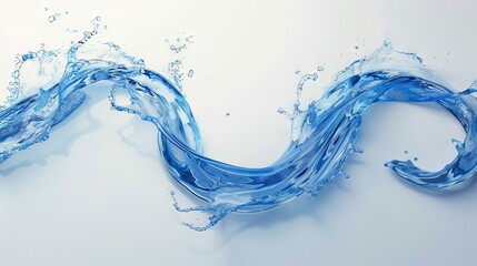 A blue wave of water is shown on a white background.