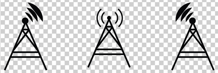 Radio tower icon set. Internet and mobile connection. Linear style. Symbol for your website design, logo, app, UI. Vector illustration, EPS10.