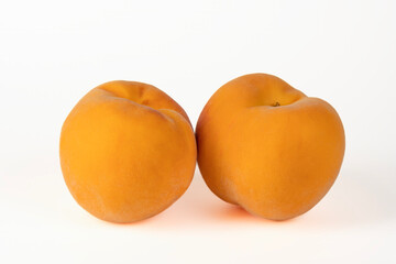 two, peaches, ripe, isolated, white background,