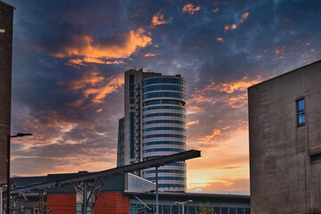Sunset Over Cityscape in Leeds