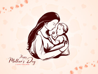 Happy Mother's day celebration joyful greeting card illustration