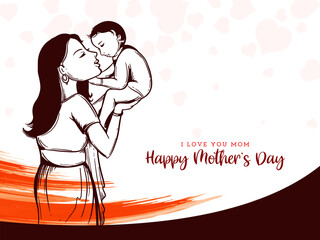 Happy Mother's day greeting card with beautiful mother and child design