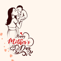 Happy Mother's day greeting card with beautiful mother and child design