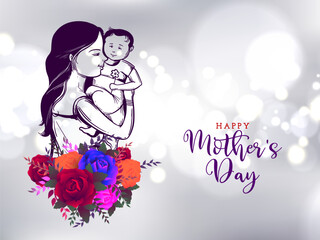 Happy Mother's day celebration background with flower design