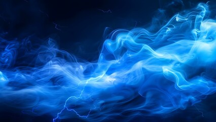 Designing a Thunder Cloud with a Realistic Blue Smoke Lightning Glow and Magical Mist. Concept Fantasy Art, Digital Design, Magical Elements, Thunderstorm Illustration, Mystical Atmosphere