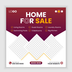Real estate social media post or Home sale web banner template