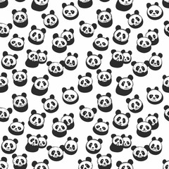 Fototapeta premium A design featuring a repetitive pattern of vector-style pandas set against a white background.