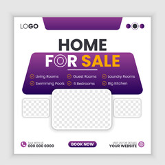Real estate social media post or Home sale web banner template