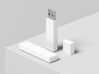 Pendrive. Isolated on white background. USB flash drive. Data storage device. Pen drive. Display...
