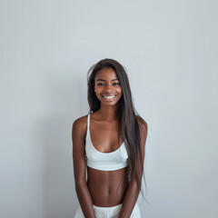 Fototapeta premium A cute woman Smiling wearing white tank