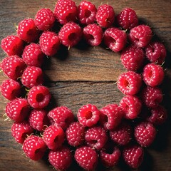 Fresh raspberry fruits on wooden background