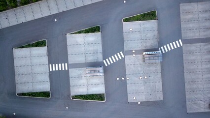 aerial view of an empty parking space, traffic planning, area, infrastructure, concrete, surface...