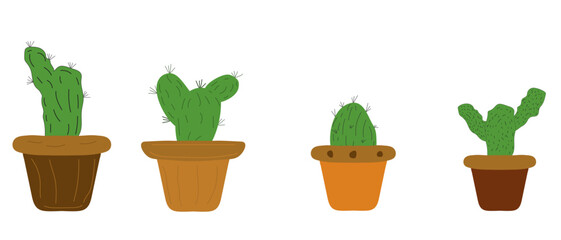 Cactus set. Desert prickly plant, Mexican cactus flower	
