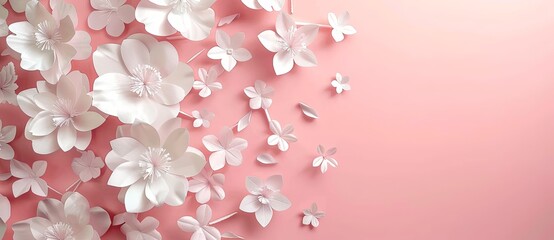 Vibrant floral arrangement set against a sunny pink backdrop, evoking the freshness of spring and the warmth of summer. Captured in a flat lay composition with ample copy space, perfect for illustra