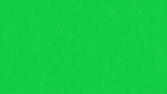 Realistic heavy rain rainfall shower wet drops falling effect on chroma key green screen alpha channel background