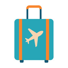 luggage with airplane logo design vector art illustration