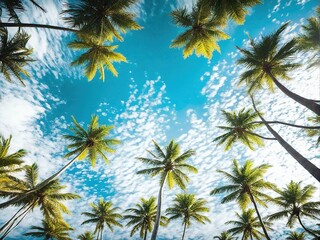 Obraz premium palm trees against blue sky