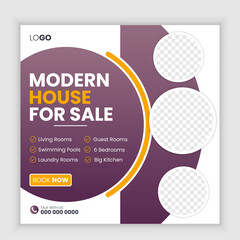 Real estate social media post or Home sale web banner template