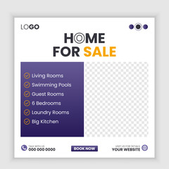 Real estate social media post or Home sale web banner template