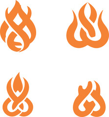 flat simple logo fire icon with interlacing