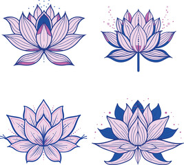 set of lotus flower logo templates