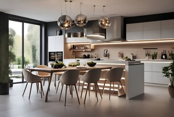 modern kitchen interior with kitchen