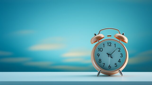 An alarm clock perched on a table, ticking away the passing moments