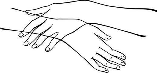Isolated abstract vector illustration of gentle touching hands