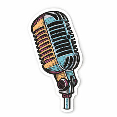 Microphone, bright sticker on a white background